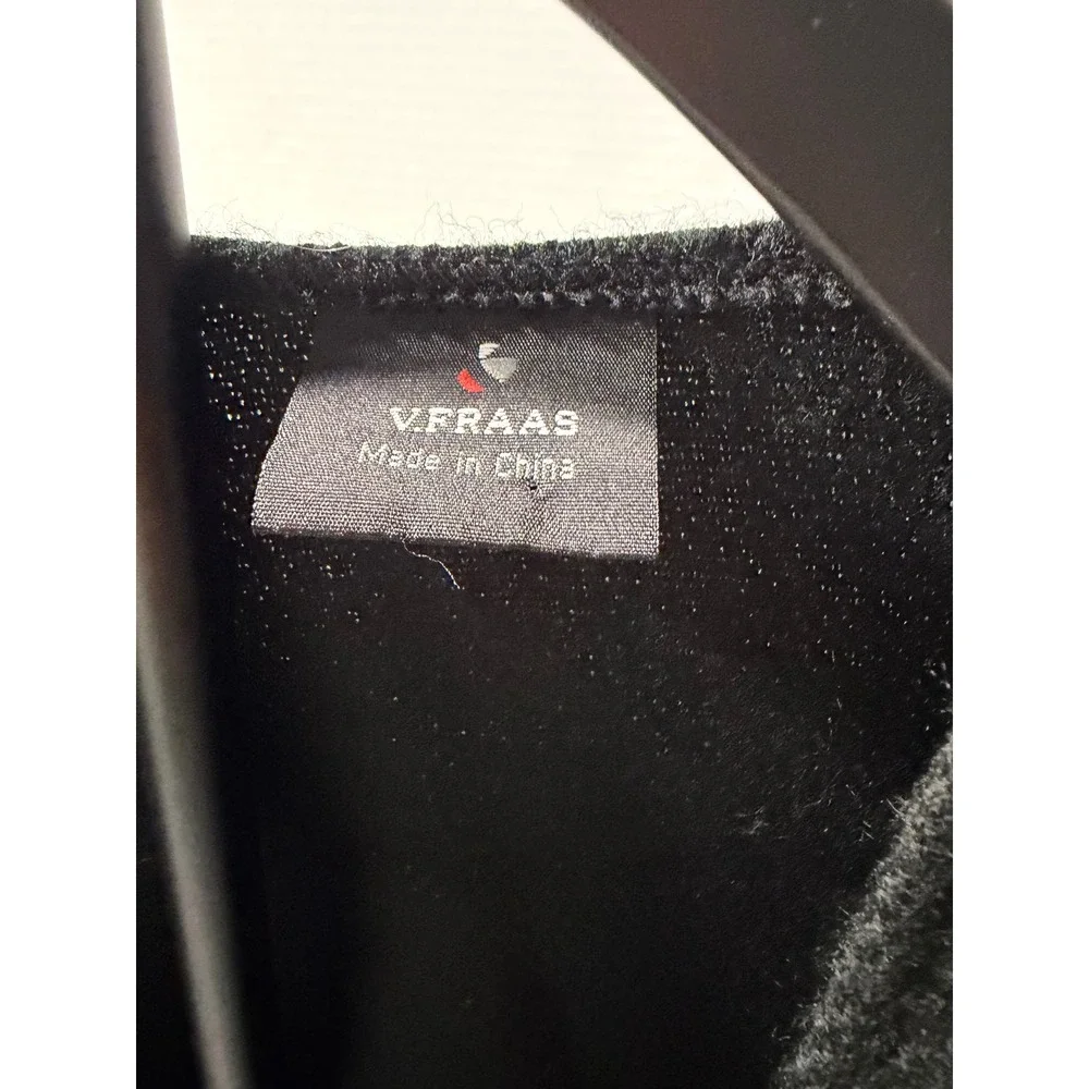 V. Fraas Black Acrylic Fringe Wrap Shawl Open Front Cape One Size